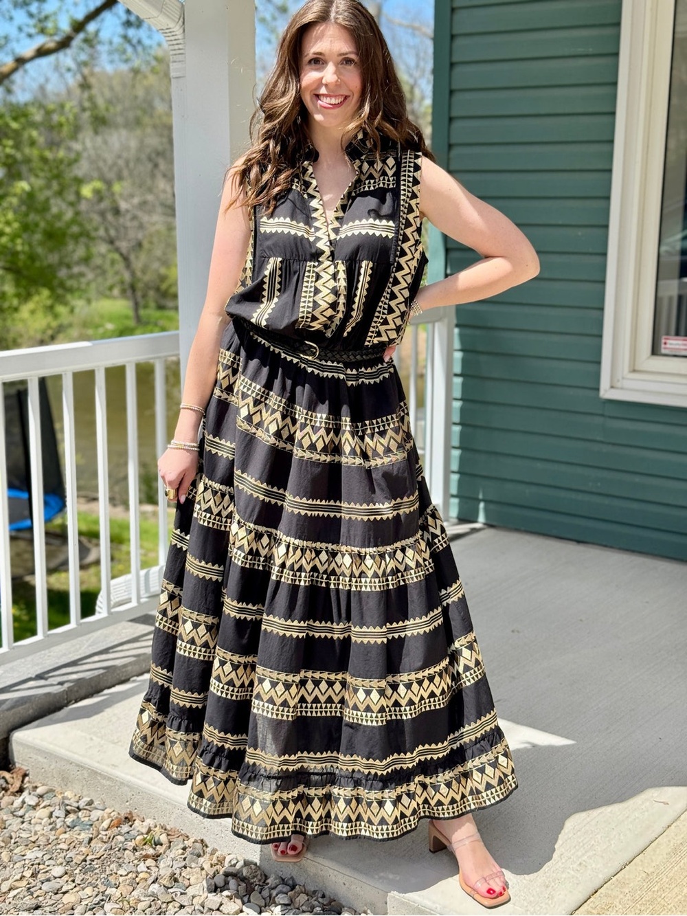 AETHER CONCEPT GOLDEN SANTORINI MAXI DRESS Size Medium - Picture 4 of 15